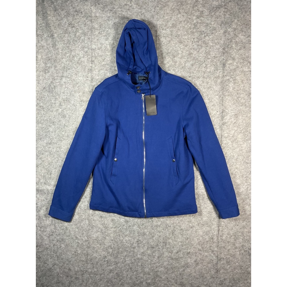 FIVE FOUR CAUFIELD Mens Blue Full Zip Hooded Jacket Large Style 018